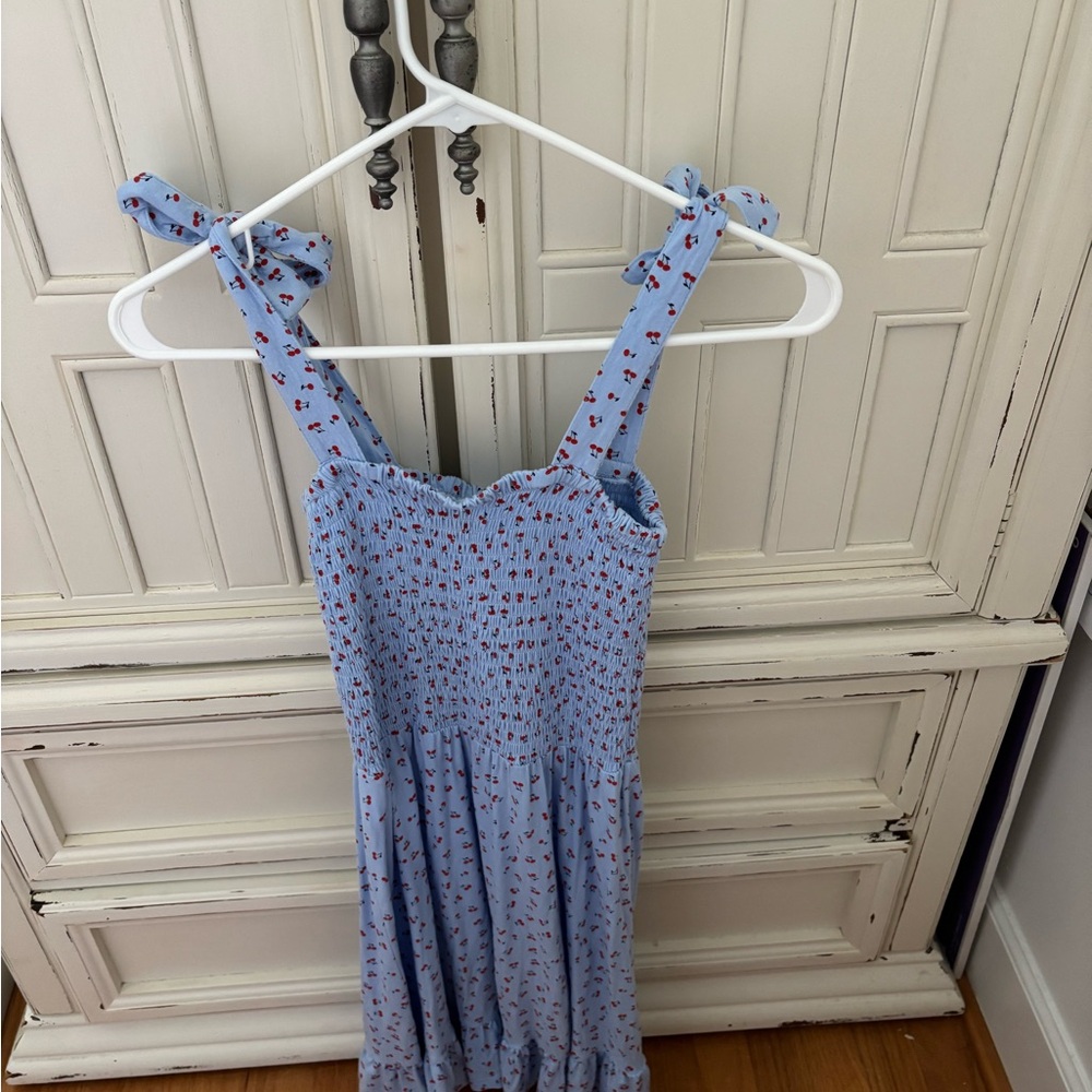 Crown & Ivy Blue Midi Dress with Red Accents